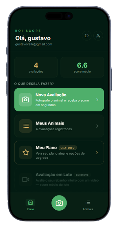 Tela de captura para avaliação bovina